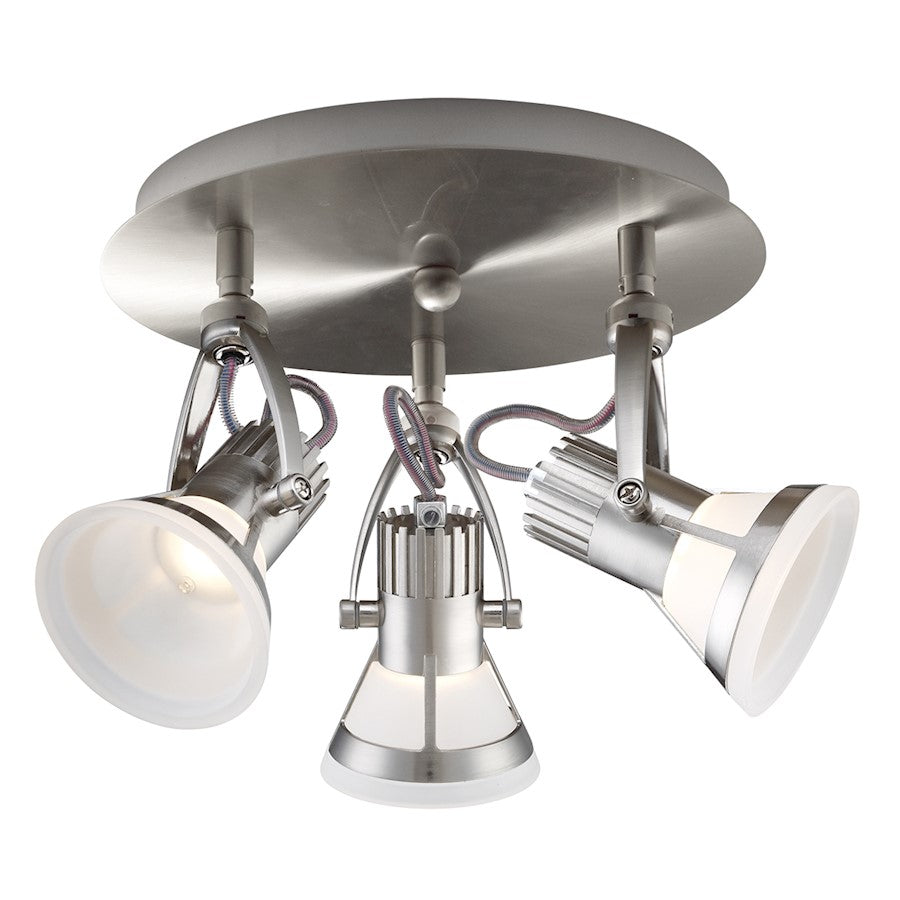 Eurofase Vortex 3-Light Flush LED Track, Satin Nickel/Frost