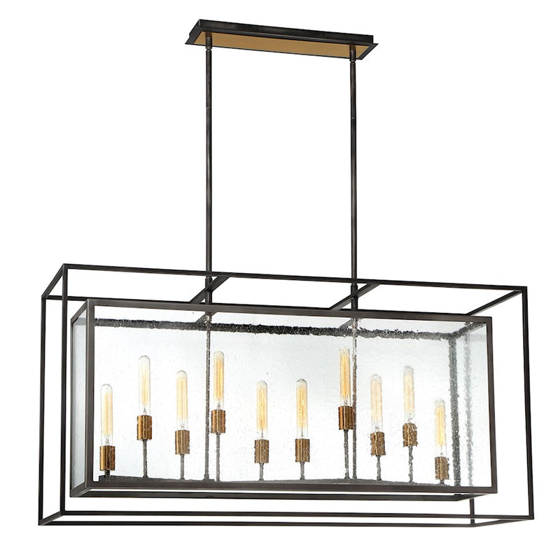 Eurofase Affilato 10-Light Rectangular Chandelier, Black/Clear