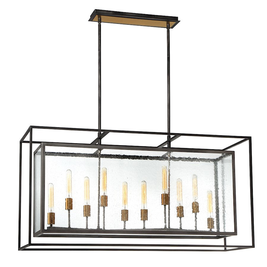 Eurofase Affilato 10-Light Rectangular Chandelier, Black/Clear