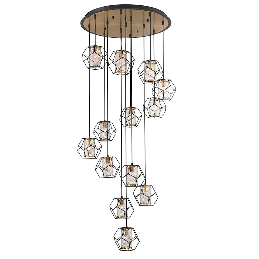 Eurofase Bettino 13-Light Chandelier, Black/Brass