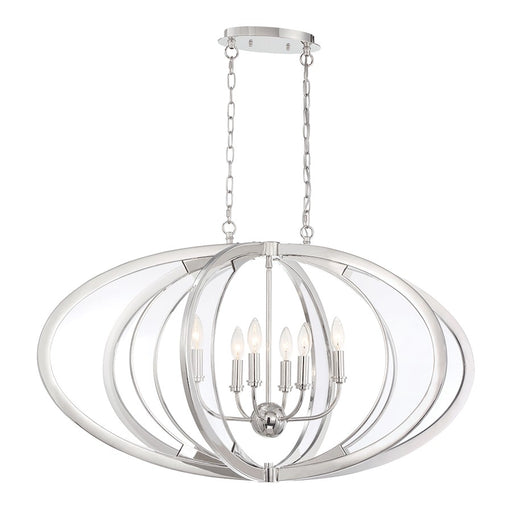 Eurofase Amherst 6-Light Oval Chandelier, Polished Nickel/White
