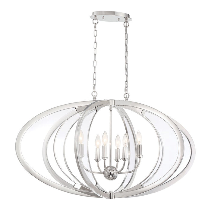 Eurofase Amherst 6-Light Oval Chandelier, Polished Nickel/White