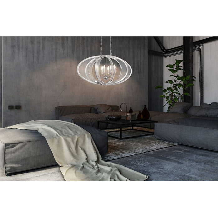 Eurofase Amherst 6-Light Oval Chandelier, Polished Nickel/White