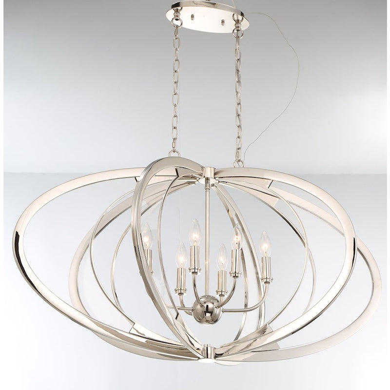 Eurofase Amherst 6-Light Oval Chandelier, Polished Nickel/White