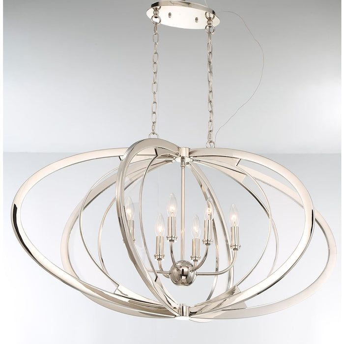 Eurofase Amherst 6-Light Oval Chandelier, Polished Nickel/White