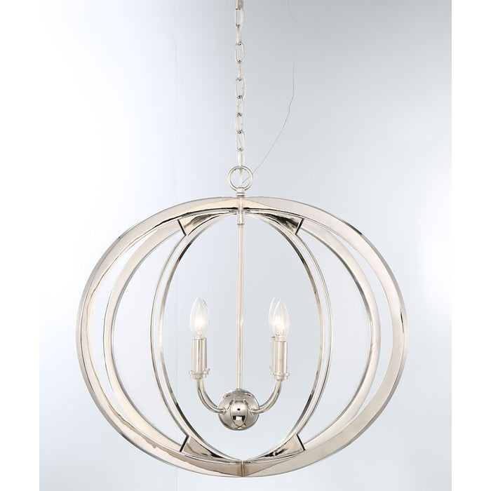 Eurofase Amherst 6-Light Oval Chandelier, Polished Nickel/White