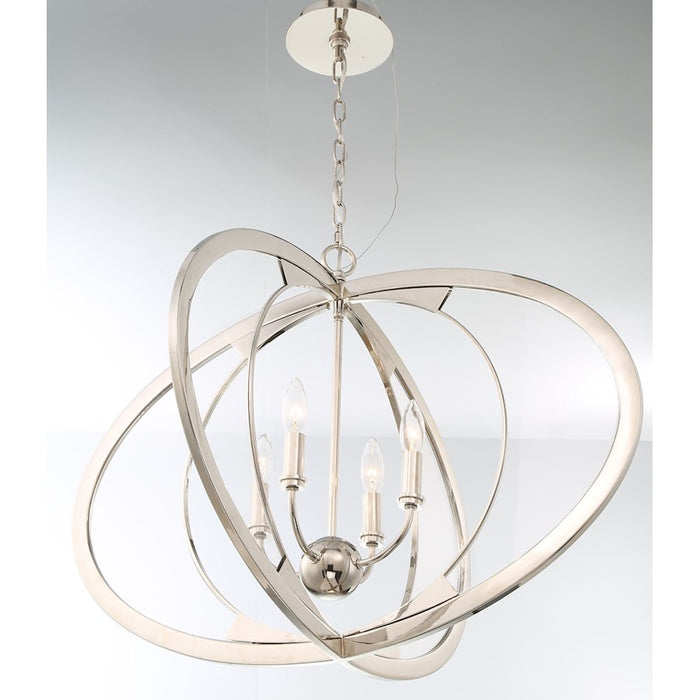 Eurofase Amherst 6-Light Oval Chandelier, Polished Nickel/White