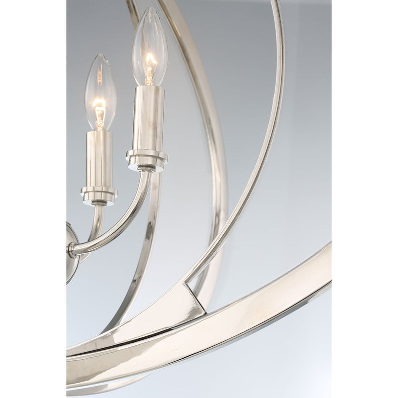 Eurofase Amherst 6-Light Oval Chandelier, Polished Nickel/White