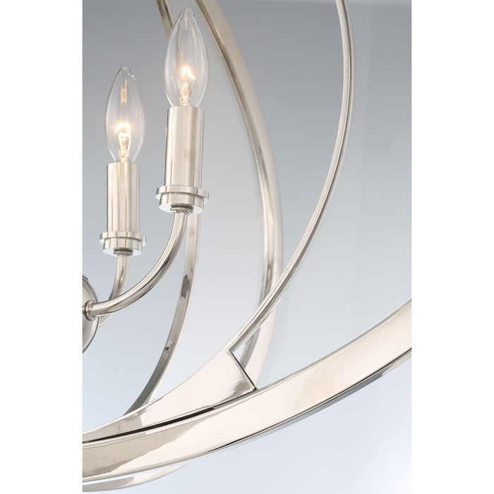 Eurofase Amherst 6-Light Oval Chandelier, Polished Nickel/White