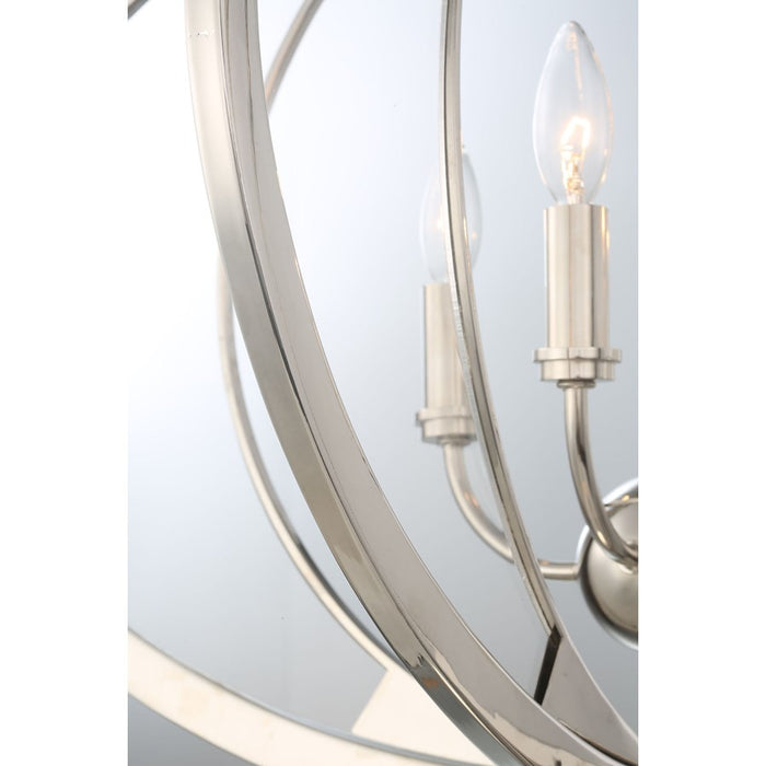Eurofase Amherst 6-Light Oval Chandelier, Polished Nickel/White