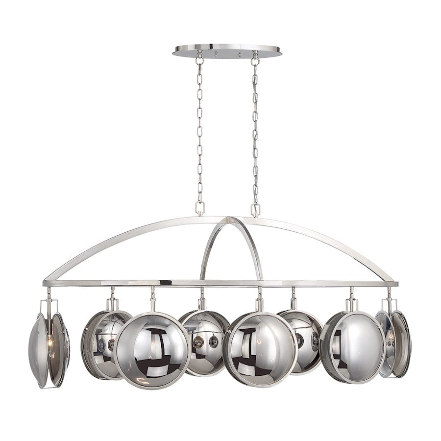 Eurofase Havendale 8-Light Oval Chandelier, Polished Nickel/Mercury