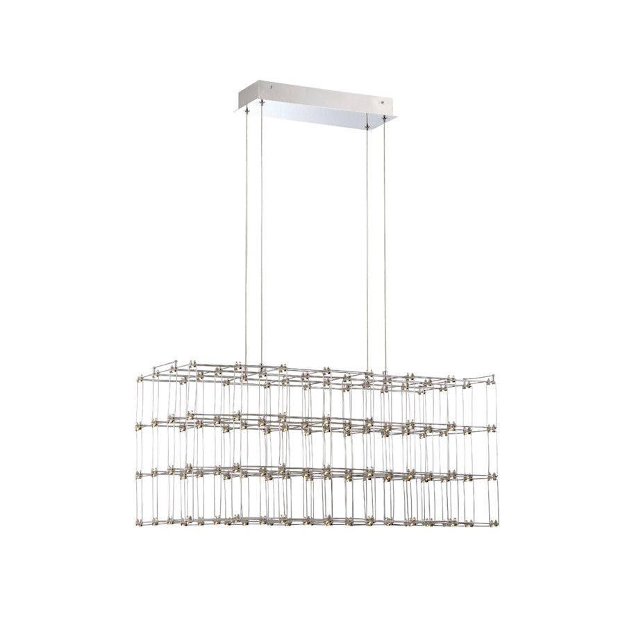 Eurofase Linwood Rectangular LED Chandelier, Chrome/Frosted