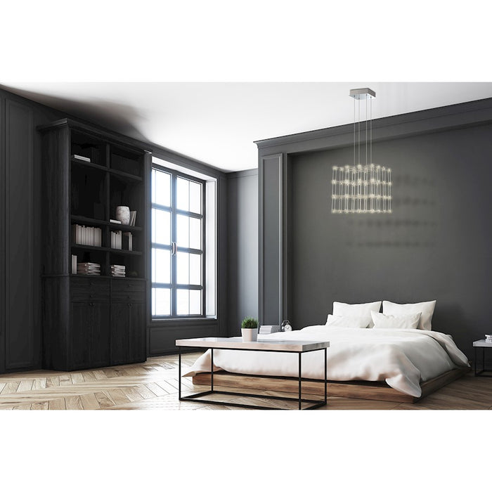 Eurofase Linwood Rectangular LED Chandelier, Chrome/Frosted