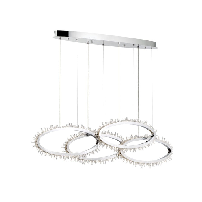 Eurofase Scoppia 4-Light Linear LED Chandelier, Chrome/Clear