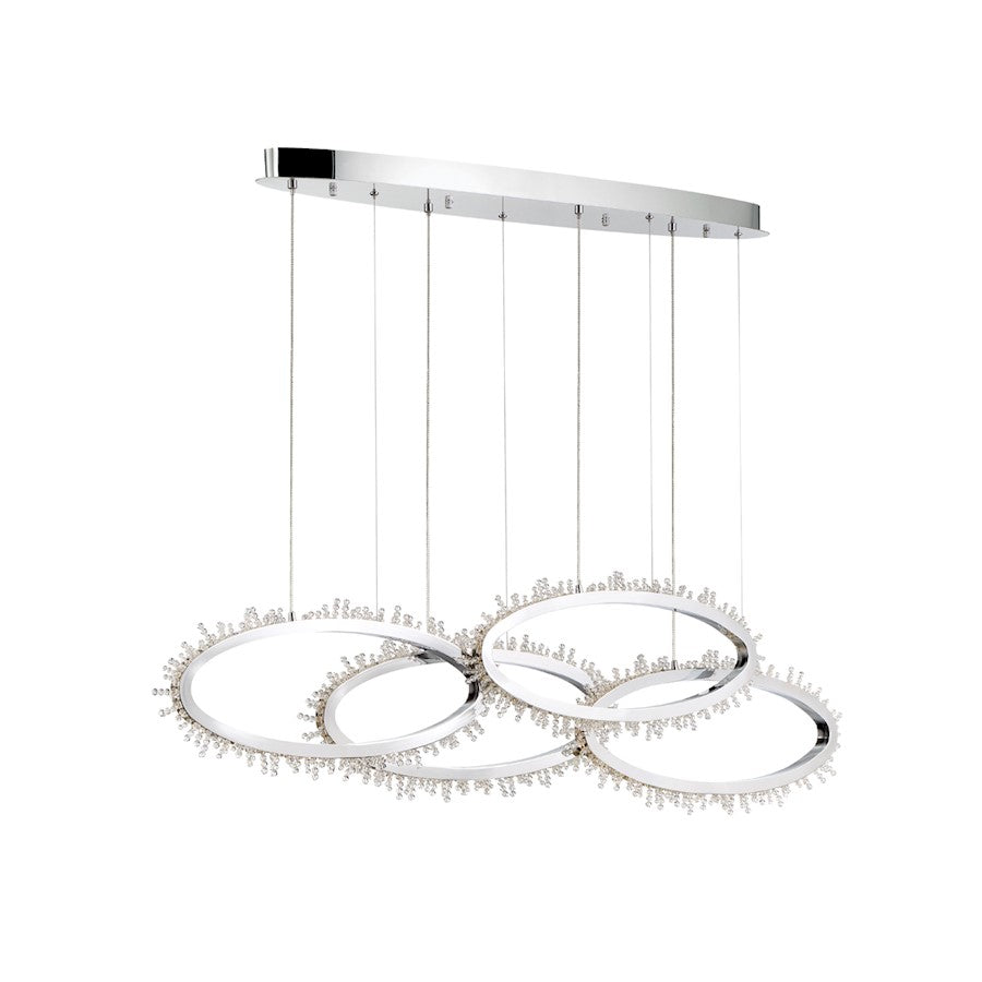 Eurofase Scoppia 4-Light Linear LED Chandelier, Chrome/Clear