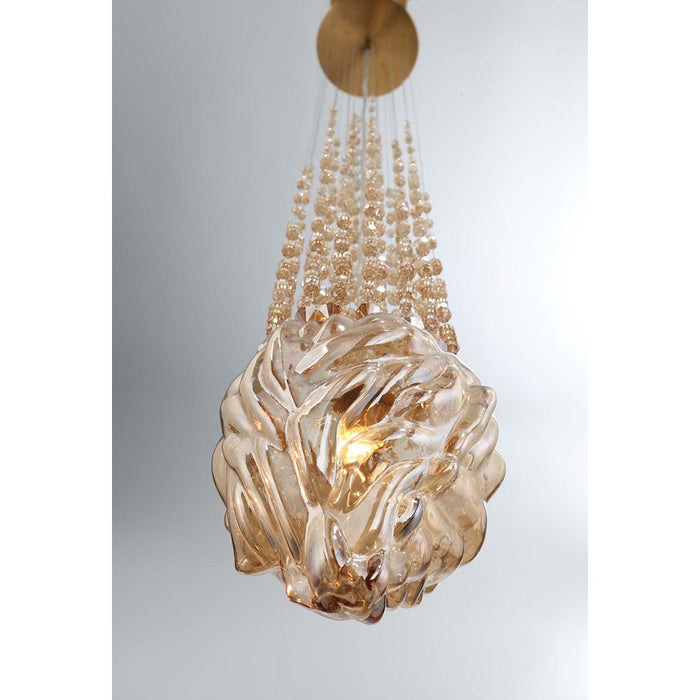Eurofase Cascata 1-Light Pendant, Polished Gold/Amber