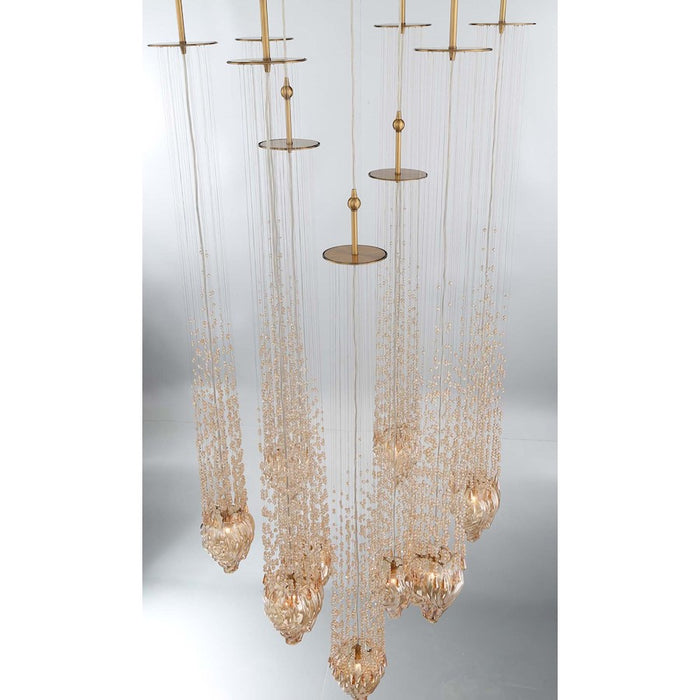 Eurofase Cascata 1-Light Pendant, Polished Gold/Amber