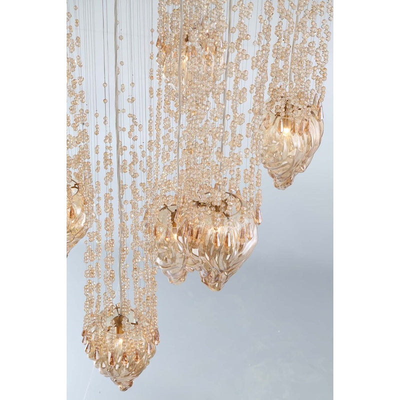 Eurofase Cascata 7-Light Oval Chandelier, Polished Gold/Amber