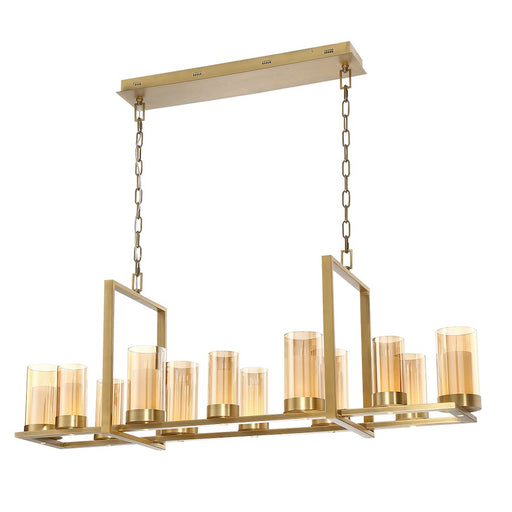 Eurofase Londra 24-Light Rectangular LED Chandelier, Brass/Amber
