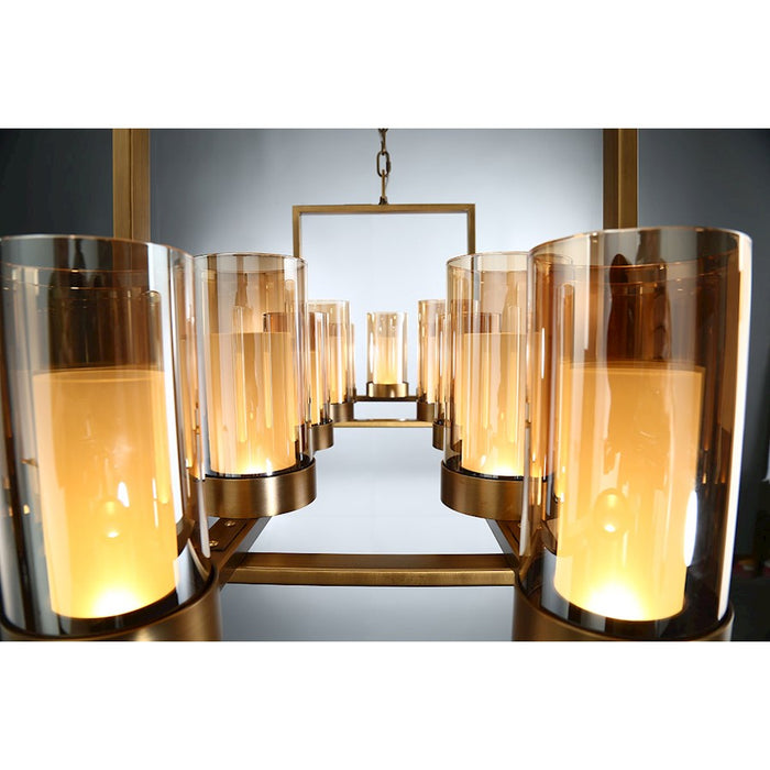 Eurofase Londra 24-Light Rectangular LED Chandelier, Brass/Amber
