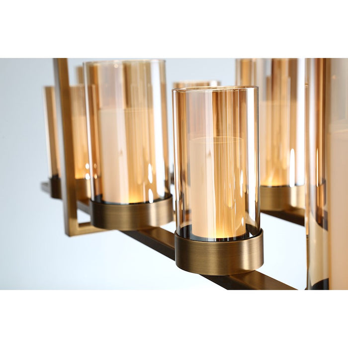Eurofase Londra 24-Light Rectangular LED Chandelier, Brass/Amber