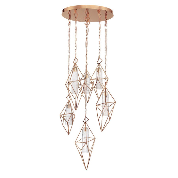 Eurofase Verdino 25" Round Chandelier, Rose Gold/Seeded Glass