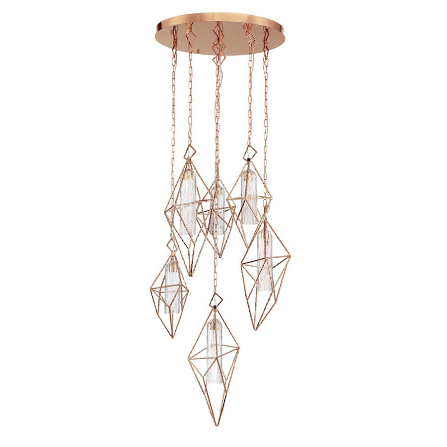 Eurofase Verdino 25" Round Chandelier, Rose Gold/Seeded Glass
