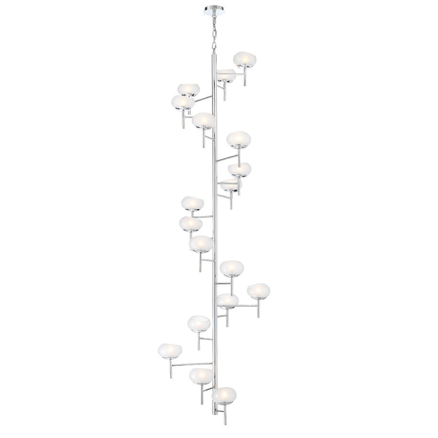 Eurofase Burlington 18-Light Stair Chandelier, Chrome/Opal White