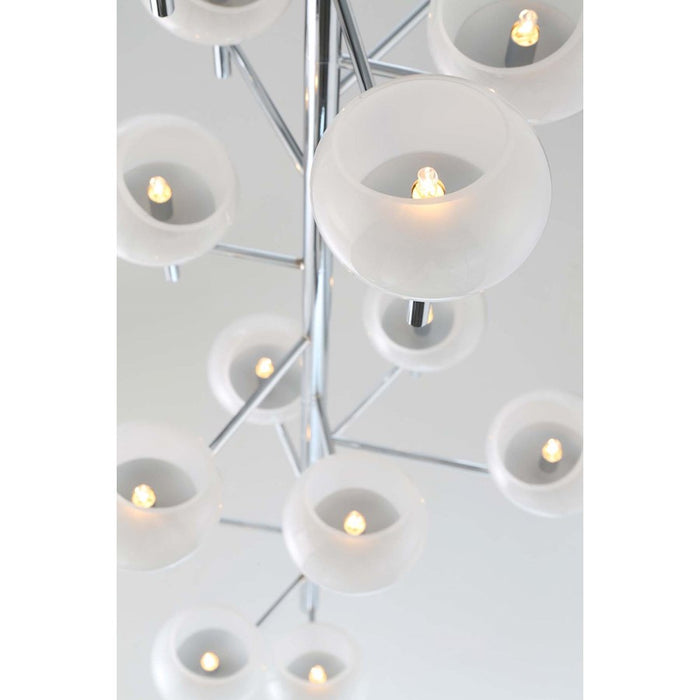 Eurofase Burlington 18-Light Stair Chandelier, Chrome/Opal White
