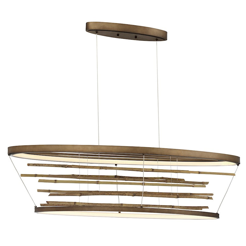 Eurofase Bobina Small Oval Chandelier, Bronze/Wood
