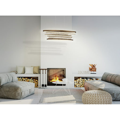 Eurofase Bobina Small Oval Chandelier, Bronze/Wood