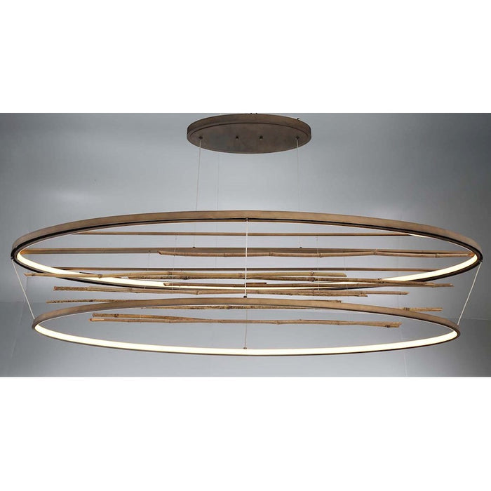Eurofase Bobina Small Oval Chandelier, Bronze/Wood