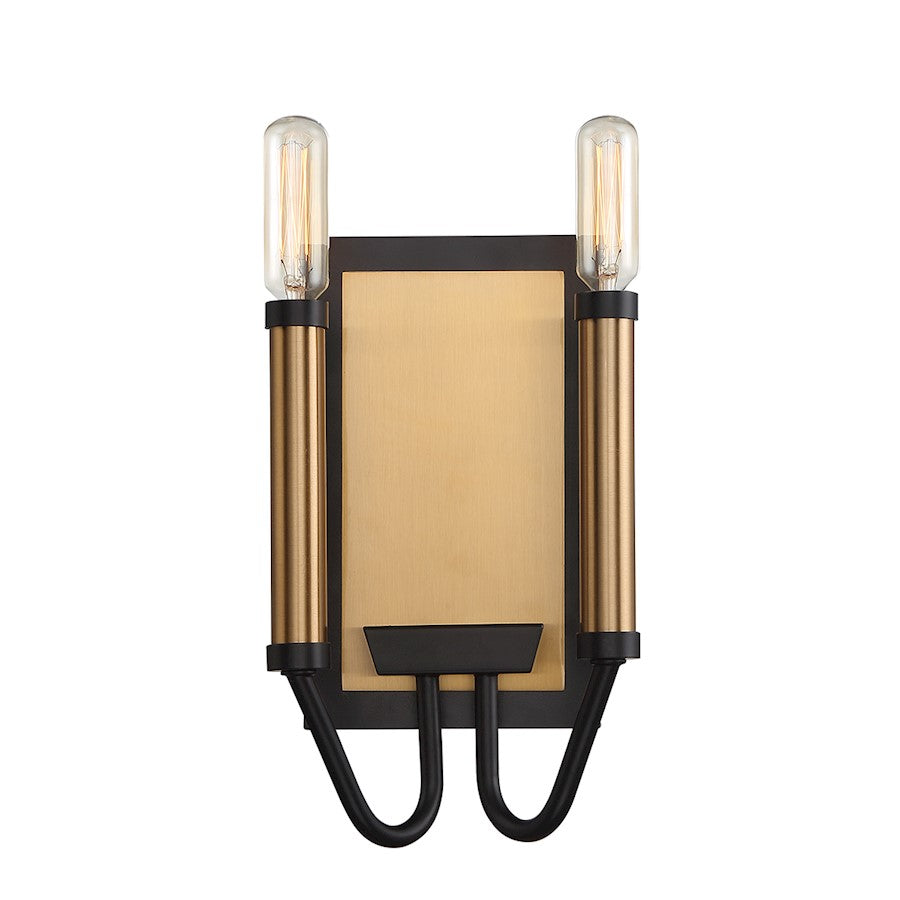 Eurofase Rado 2-Light Wall Sconce, Black/Black/Brass