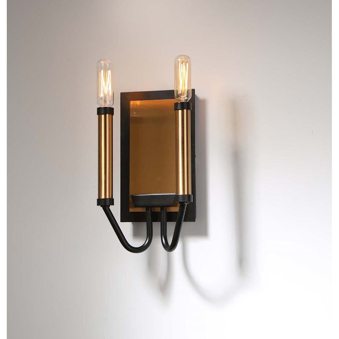 Eurofase Rado 2-Light Wall Sconce, Black/Black/Brass