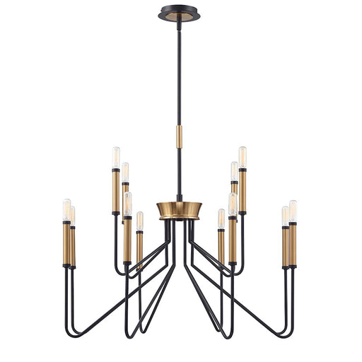 Eurofase Rado 12-Light Two-Tier Chandelier, Black/Black/Brass