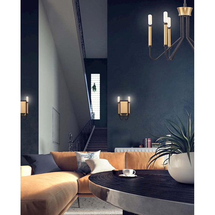 Eurofase Rado 12-Light Two-Tier Chandelier, Black/Black/Brass