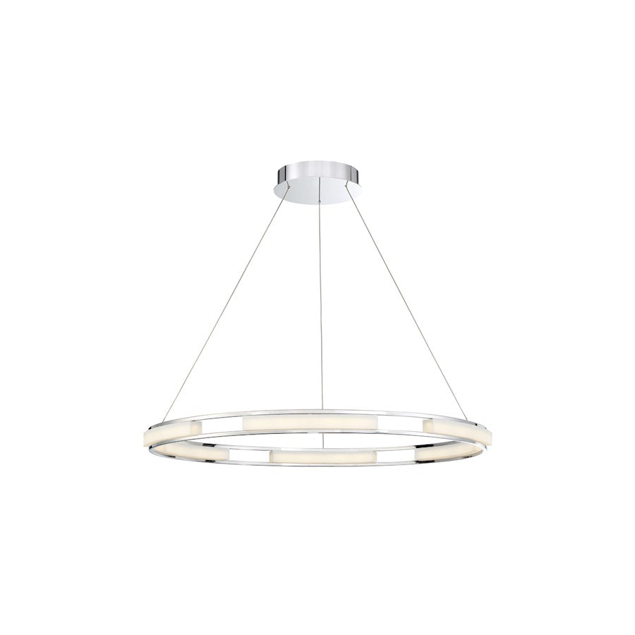 Eurofase Fanton Large LED Chandelier, Chrome/Frosted