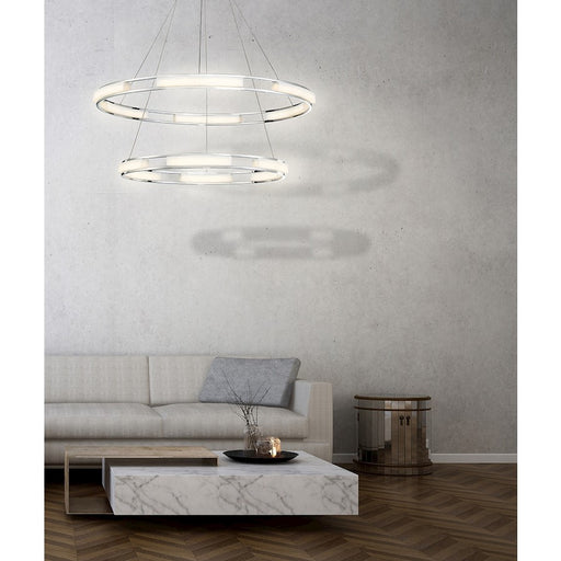 Eurofase Fanton Large LED Chandelier, Chrome/Frosted