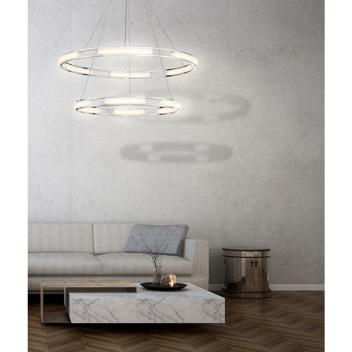 Eurofase Fanton Large LED Chandelier, Chrome/Frosted