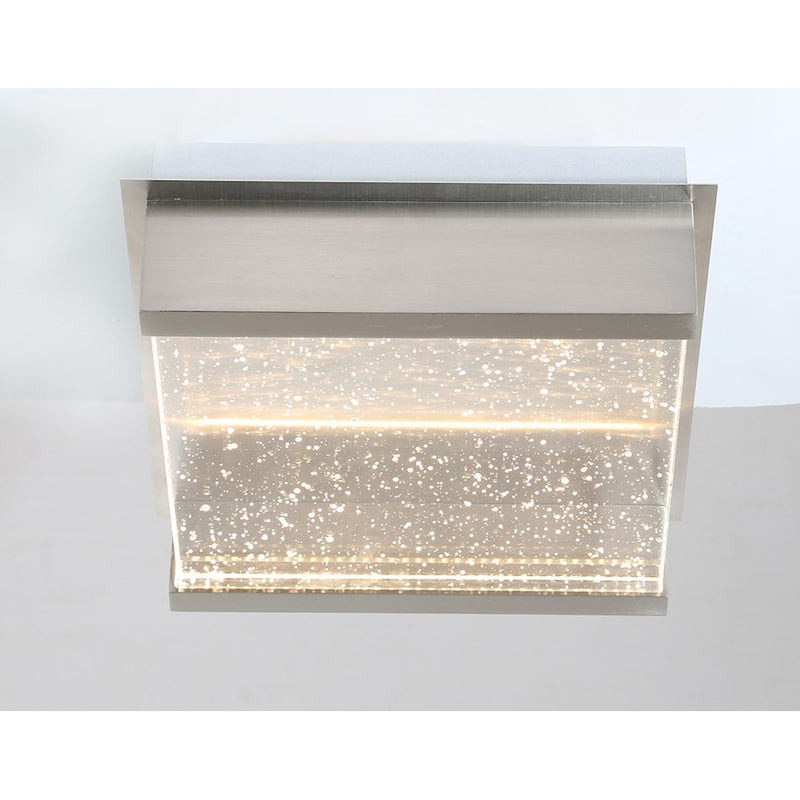 Eurofase Paradiso Outdoor LED Wall Mount, Satin Nickel/Clear Bubble
