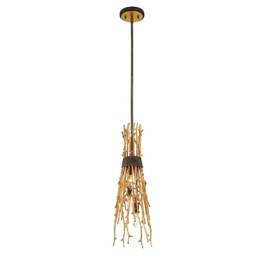 Eurofase Kindling 3-Light Pendant, Gold Leaf/Gold