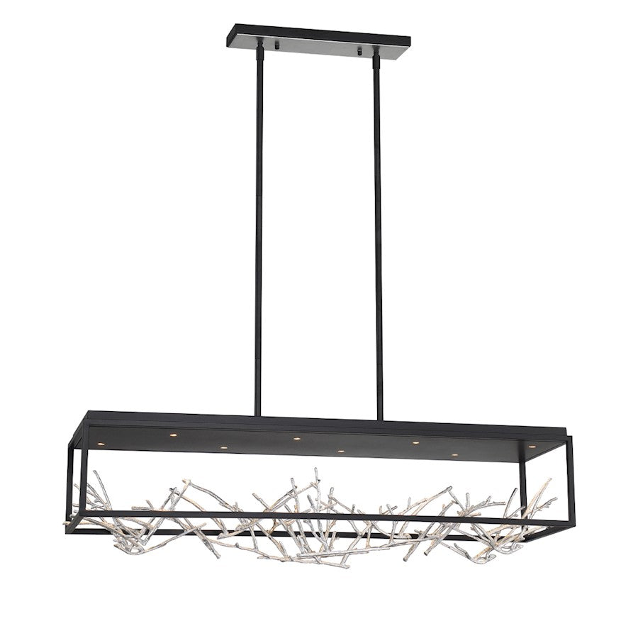 Eurofase 8-Light Rectangular LED Chandelier, Black/Silver