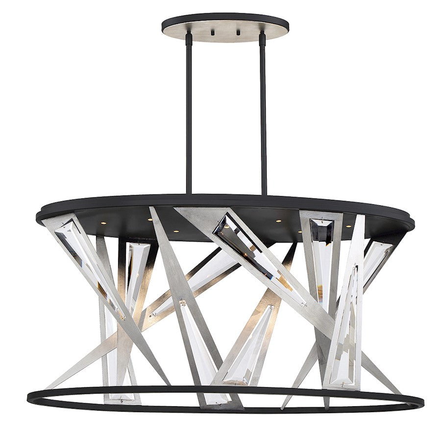 Eurofase Sarise 7-Light Oval LED Chandelier, Black/Chrome/Clear