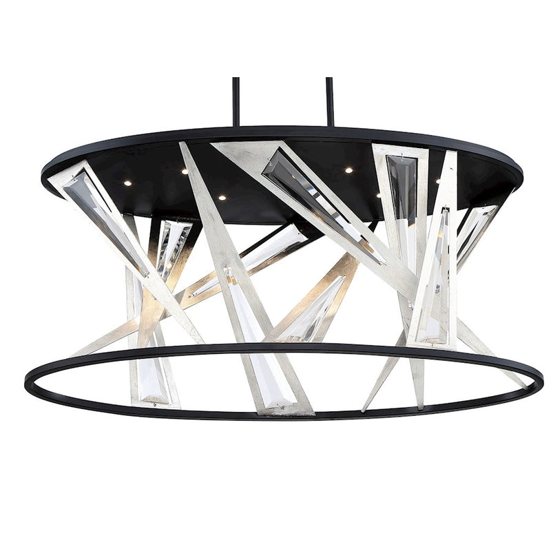 Eurofase Sarise 7-Light Oval LED Chandelier, Black/Chrome/Clear