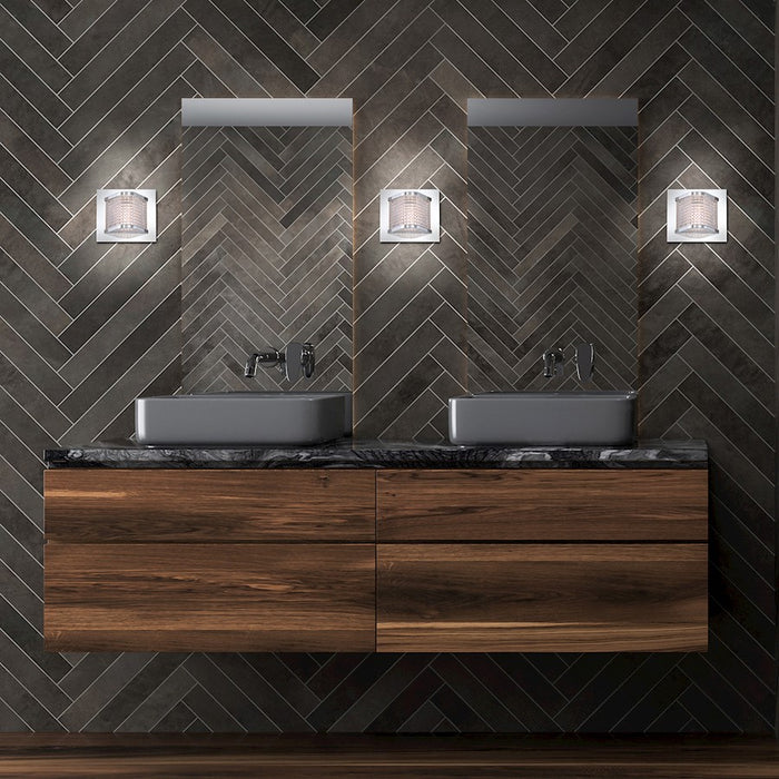 Eurofase Belgroue 1-Light LED Wall Sconce, Chrome/Clear