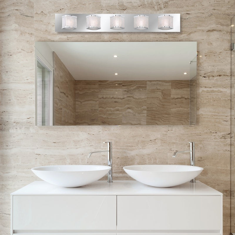Eurofase Belgroue LED Bathbar, Chrome/Clear