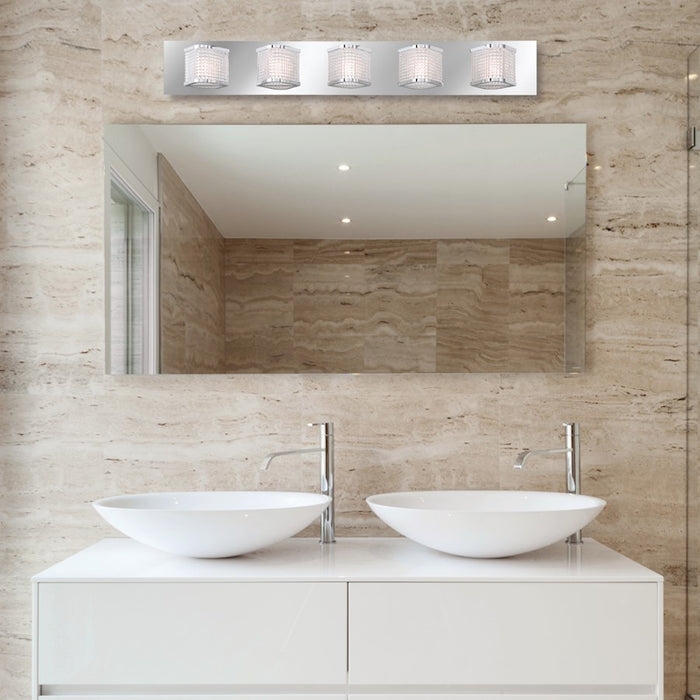 Eurofase Belgroue LED Bathbar, Chrome/Clear