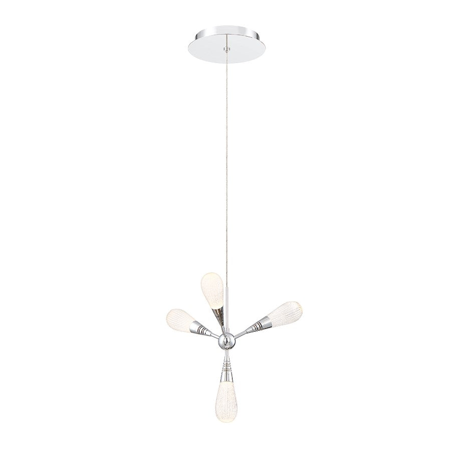 Eurofase Manning 4-Light LED Pendant, Chrome/Clear