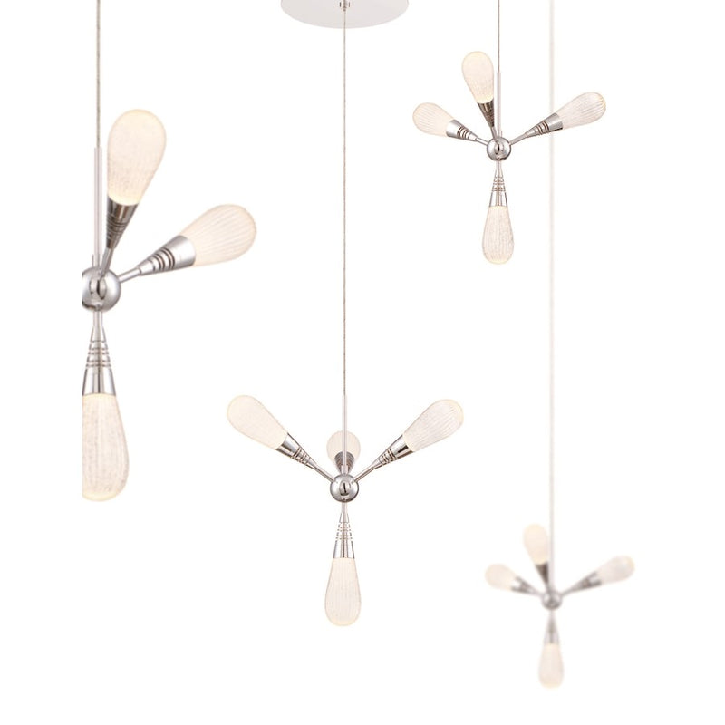 Eurofase Manning 4-Light LED Pendant, Chrome/Clear