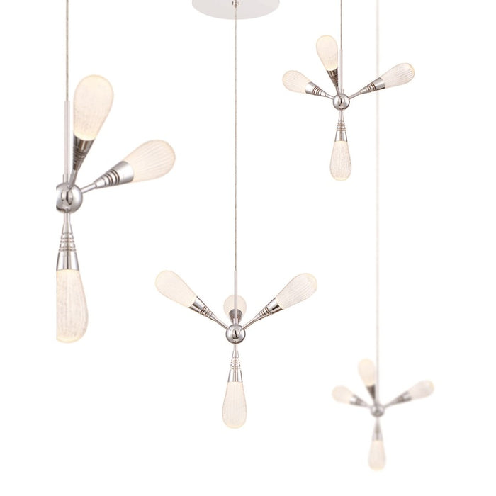 Eurofase Manning 4-Light LED Pendant, Chrome/Clear